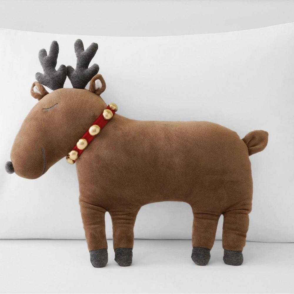 Pottery Barn Kids Brown Reindeer Holiday Pillow